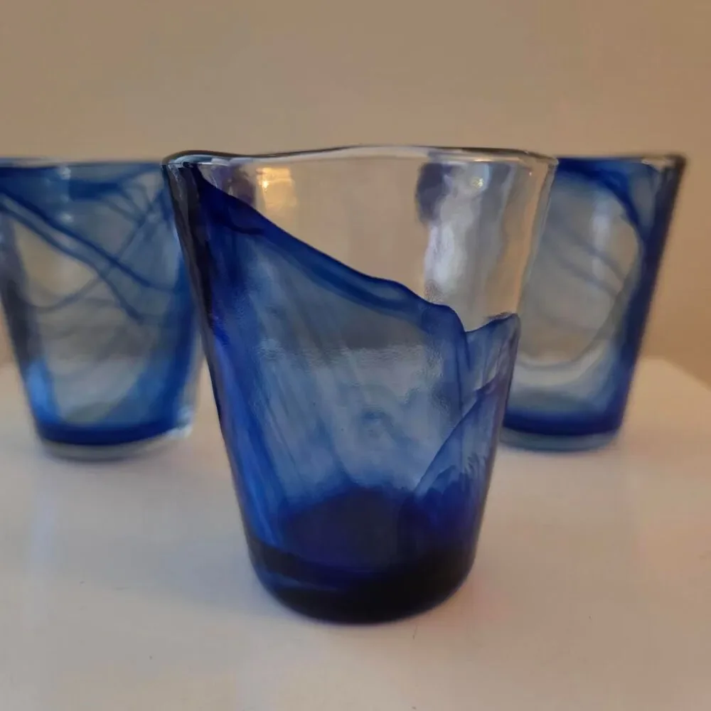 Bormrioli-rocco Murano Cobalt Blue Swirl Glass Italian